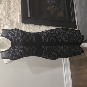 Milly Bodycon Textured Sleeveless Dress Black, Grey, Leather trim